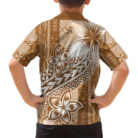 Tonga Kupesi Ngatu Family Matching Puletasi and Hawaiian Shirt Vintage Brown Plumeria