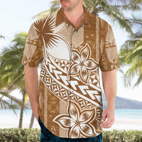 Tonga Kupesi Ngatu Hawaiian Shirt Vintage Brown Plumeria