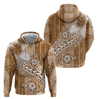 Tonga Kupesi Ngatu Hoodie Vintage Brown Plumeria
