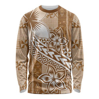 Tonga Kupesi Ngatu Long Sleeve Shirt Vintage Brown Plumeria