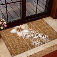 Tonga Kupesi Ngatu Rubber Doormat Vintage Brown Plumeria