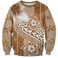 Tonga Kupesi Ngatu Sweatshirt Vintage Brown Plumeria