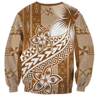 Tonga Kupesi Ngatu Sweatshirt Vintage Brown Plumeria