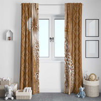 Tonga Kupesi Ngatu Window Curtain Vintage Brown Plumeria