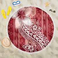 Tonga Kupesi Ngatu Beach Blanket Vintage Red Plumeria