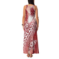 Tonga Kupesi Ngatu Family Matching Tank Maxi Dress and Hawaiian Shirt Vintage Red Plumeria
