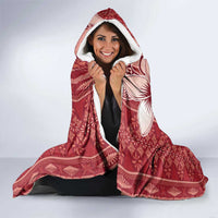 Tonga Kupesi Ngatu Hooded Blanket Vintage Red Plumeria