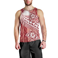 Tonga Kupesi Ngatu Men Tank Top Vintage Red Plumeria