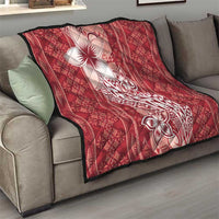 Tonga Kupesi Ngatu Quilt Vintage Red Plumeria