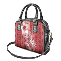 Tonga Kupesi Ngatu Shoulder Handbag Vintage Red Plumeria LT05 - Polynesian Pride