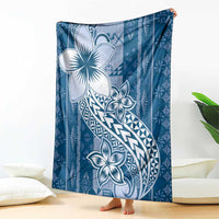 Tonga Kupesi Ngatu Blanket Vintage Blue Plumeria