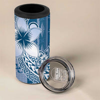 Tonga Kupesi Ngatu 4 in 1 Can Cooler Tumbler Vintage Blue Plumeria