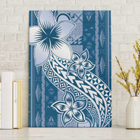 Tonga Kupesi Ngatu Canvas Wall Art Vintage Blue Plumeria