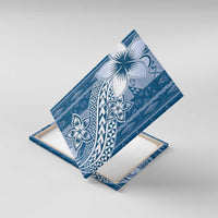 Tonga Kupesi Ngatu Canvas Wall Art Vintage Blue Plumeria
