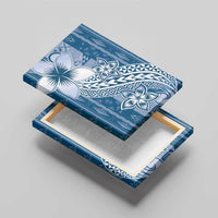 Tonga Kupesi Ngatu Canvas Wall Art Vintage Blue Plumeria
