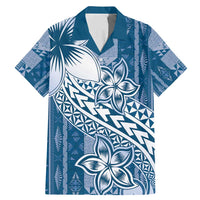 Tonga Kupesi Ngatu Family Matching Mermaid Dress and Hawaiian Shirt Vintage Blue Plumeria