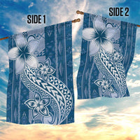 Tonga Kupesi Ngatu Garden Flag Vintage Blue Plumeria