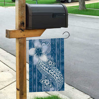 Tonga Kupesi Ngatu Garden Flag Vintage Blue Plumeria