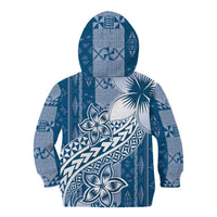 Tonga Kupesi Ngatu Kid Hoodie Vintage Blue Plumeria