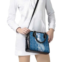 Tonga Kupesi Ngatu Shoulder Handbag Vintage Blue Plumeria LT05 - Polynesian Pride