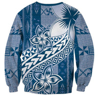 Tonga Kupesi Ngatu Sweatshirt Vintage Blue Plumeria