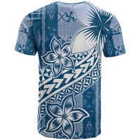 Tonga Kupesi Ngatu T Shirt Vintage Blue Plumeria