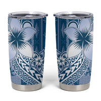 Tonga Kupesi Ngatu Tumbler Cup Vintage Blue Plumeria