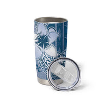 Tonga Kupesi Ngatu Tumbler Cup Vintage Blue Plumeria