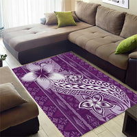 Tonga Kupesi Ngatu Area Rug Vintage Purple Plumeria