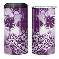 Tonga Kupesi Ngatu 4 in 1 Can Cooler Tumbler Vintage Purple Plumeria
