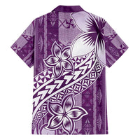 Tonga Kupesi Ngatu Family Matching Long Sleeve Bodycon Dress and Hawaiian Shirt Vintage Purple Plumeria