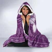 Tonga Kupesi Ngatu Hooded Blanket Vintage Purple Plumeria