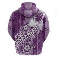Tonga Kupesi Ngatu Hoodie Vintage Purple Plumeria