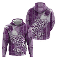 Tonga Kupesi Ngatu Hoodie Vintage Purple Plumeria