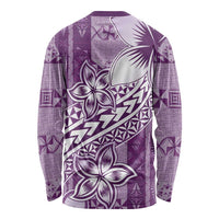 Tonga Kupesi Ngatu Long Sleeve Shirt Vintage Purple Plumeria