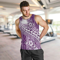 Tonga Kupesi Ngatu Men Tank Top Vintage Purple Plumeria