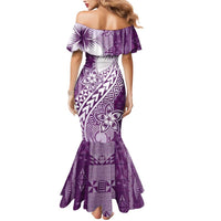 Tonga Kupesi Ngatu Mermaid Dress Vintage Purple Plumeria