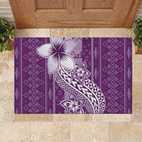 Tonga Kupesi Ngatu Rubber Doormat Vintage Purple Plumeria