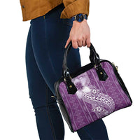 Tonga Kupesi Ngatu Shoulder Handbag Vintage Purple Plumeria LT05 - Polynesian Pride