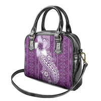 Tonga Kupesi Ngatu Shoulder Handbag Vintage Purple Plumeria LT05 - Polynesian Pride
