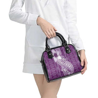 Tonga Kupesi Ngatu Shoulder Handbag Vintage Purple Plumeria LT05 - Polynesian Pride