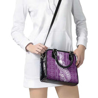 Tonga Kupesi Ngatu Shoulder Handbag Vintage Purple Plumeria LT05 - Polynesian Pride