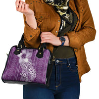 Tonga Kupesi Ngatu Shoulder Handbag Vintage Purple Plumeria LT05 - Polynesian Pride