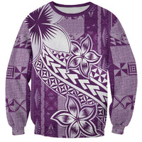 Tonga Kupesi Ngatu Sweatshirt Vintage Purple Plumeria