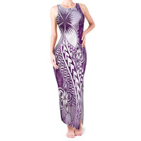 Tonga Kupesi Ngatu Tank Maxi Dress Vintage Purple Plumeria