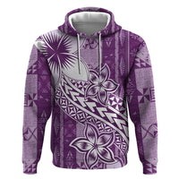 Tonga Kupesi Ngatu Zip Hoodie Vintage Purple Plumeria