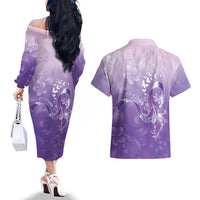 Lupus Awareness Month Couples Matching Off The Shoulder Long Sleeve Dress and Hawaiian Shirt Polynesian Style LT05 - Polynesian Pride