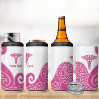 Personalised New Zealand Nurse 4 in 1 Can Cooler Tumbler Maori Koru Pink Version LT05 - Polynesian Pride