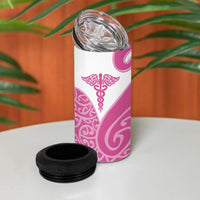 Personalised New Zealand Nurse 4 in 1 Can Cooler Tumbler Maori Koru Pink Version LT05 - Polynesian Pride