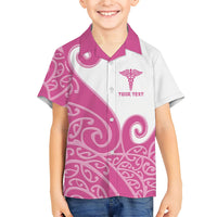 Personalised New Zealand Nurse Family Matching Summer Maxi Dress and Hawaiian Shirt Maori Koru Pink Version LT05 Son's Shirt Pink - Polynesian Pride